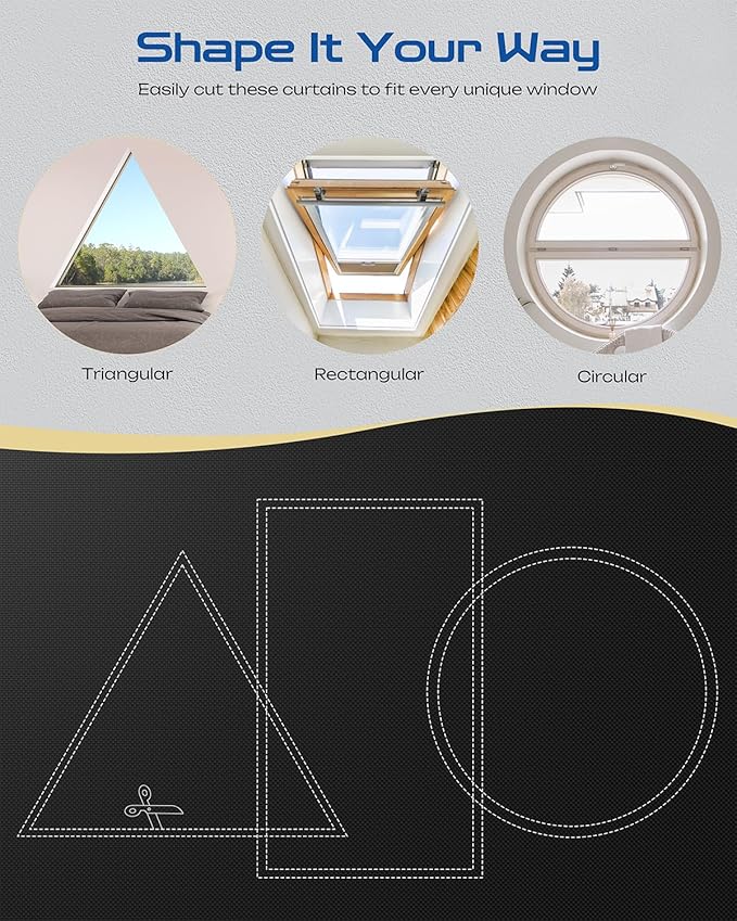 22" W x 36" L 100% Portable Blackout Curtains, Total Darkness No-Drill Black Out Window Cover,Temporary Blackout Shades with Hook & Loop Tape, for Bedroom, Nursery, Dorm, Travel (Black)-CubbioJoy