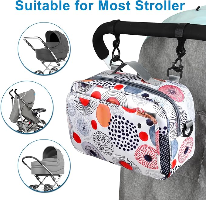 Accmor Stroller Organizer, Universal Stroller Organizer with Insulated Cup Holder Pocket, Dual Purpose Large Capacity Stroller Bag Caddy, Stroller Accessories Fits for Uppababy, Doona, Nuna Strollers-CubbioJoy