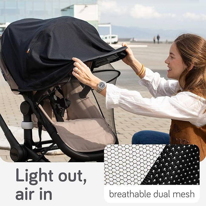Baby Uma 2-in-1 Mosquito Net for Stroller & Stroller Sun Shade - UPF 50+ Baby Sun Protection, Breathable Blackout Mesh Baby Mosquito Net (+ Travel Bag)-CubbioJoy