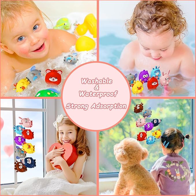 32 Pcs Party Favors for Kids, 3D Animal Pop Fidget Toys Bulk, Sensory Bath Suction Toys for Toddlers, Carnival Treasure Classroom Prizes Box Toys, Fidget Stocking Stuffers Birthday Party Gifts-CubbioJoy