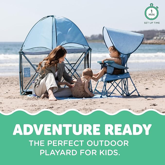 Baby Delight Go with Me Eclipse Deluxe Portable Playard | Playpen | Sun Canopy | Indoor and Outdoor | Ultra Padded Nylon Floor | Blue Wave-CubbioJoy