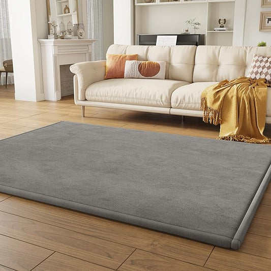 Baby Play Mat for Floor, 1.3'' Thick Memory Foam Tummy Time Mat - Super Soft Coral Velvet Nursery Rug with Non-Slip Backing, Crawling Rug for Toddlers/Infants, Yoga & Tatami Use, 59''x79''-CubbioJoy