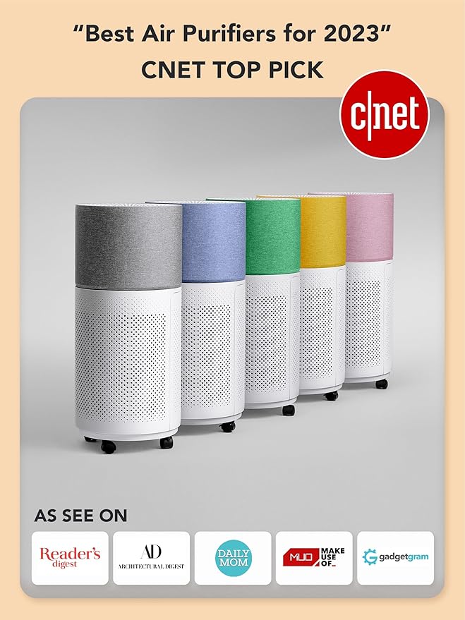 CleanForce Rainbow H13 True HEPA Air Purifier for Home Large Room, Bedroom, up to 2550sqft, Smart App-Control air Quality Monitor, Filters dust Pollen Smoke Odor VOCs-CubbioJoy