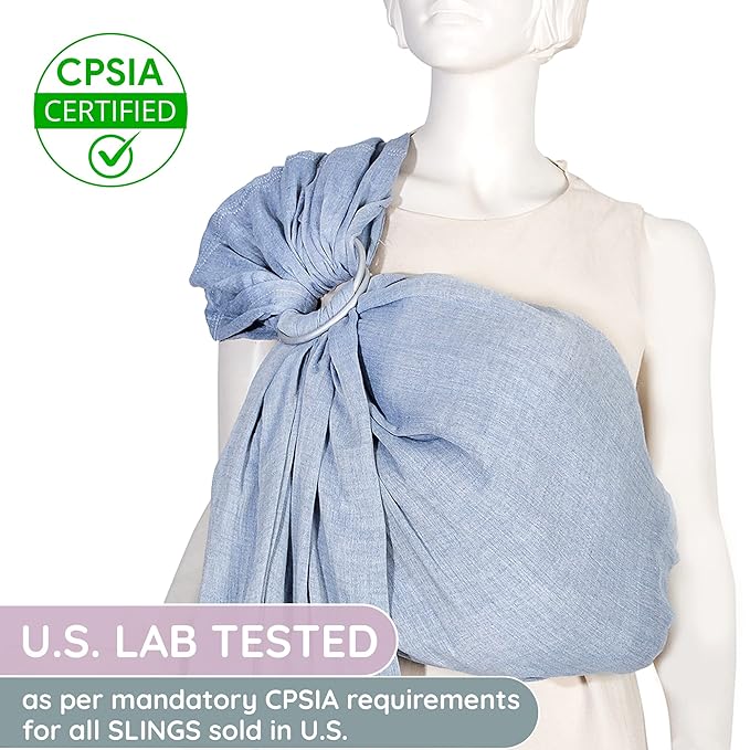 Baby Ring Sling Lightweight 100% Cotton Wrap Newborn, Toddler, Infant, Holder, Adjustable, Breathable, Travel Baby Carrier Sling Dark Blue-CubbioJoy