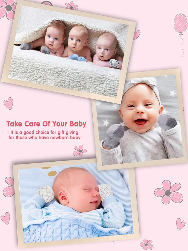 24 Pairs Newborn Baby Mittens Unisex Cute Glove No Scratch Baby Mittens Gloves for 0-6 Months Boys Girls-CubbioJoy