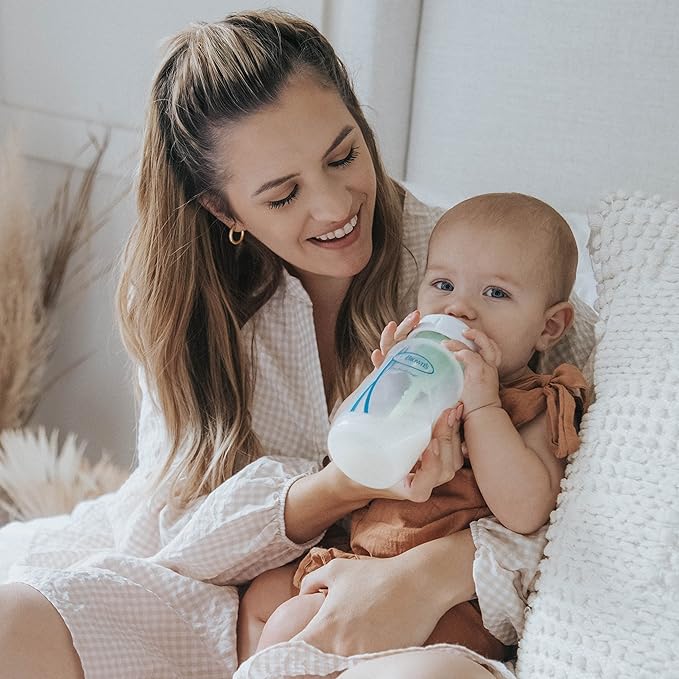 Dr. Brown's Natural Flow Anti-Colic Options+ Wide-Neck Baby Bottles 9 oz/270 mL,with Level 1 Slow Flow Nipple,4 Count,0m+-CubbioJoy