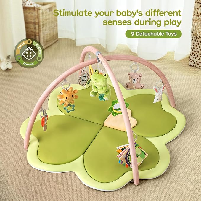 Baby Play Mat Activity Gym for Babies and Toddlers, Four-Leaf Clover Baby Play Gyms & Playmats for Babies-CubbioJoy