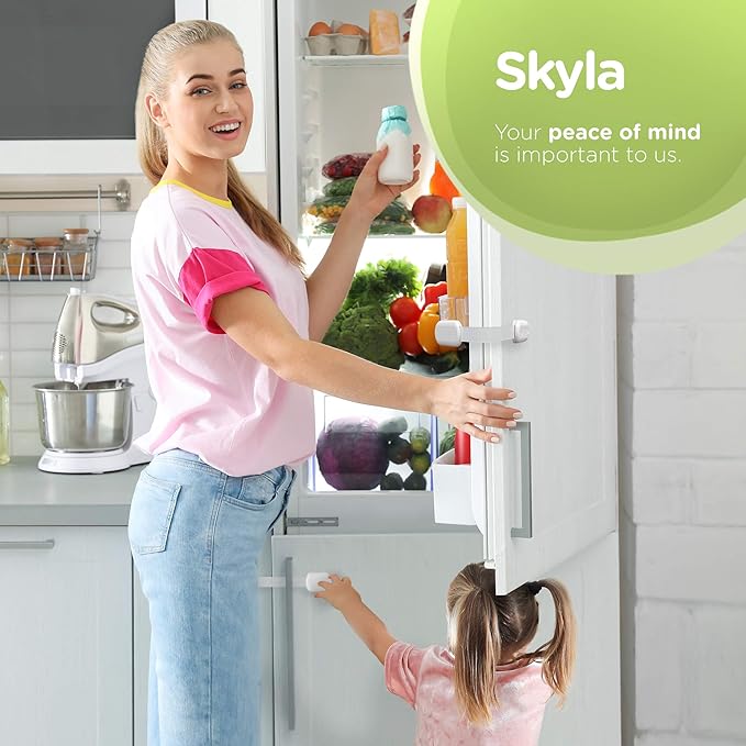 Baby Proofing Child Safety Locks (16 Pack) by Skyla Homes - The Safest, Quickest and Easiest 3M Adhesive Cabinet Latches, No Screws & Magnets, Multi-Purpose for Furniture, Kitchen, Ovens, Toilet Seats-CubbioJoy