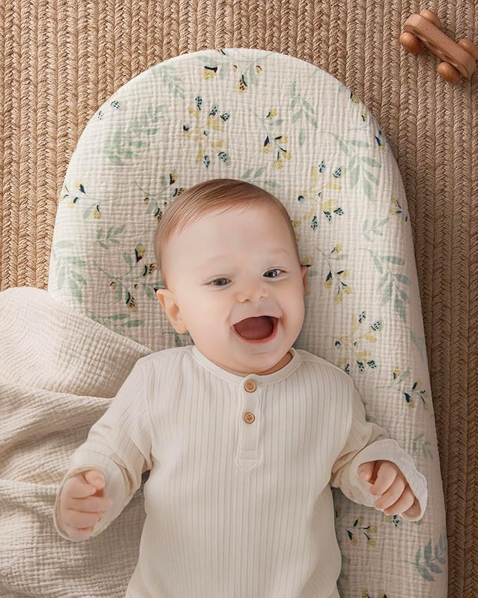 Blissful Diary Muslin Baby Changing Pad with Waterproof Lining Foam, Baby Changing Table Pad with Cover for Dressers (Botanical Leaf, Avocado)-CubbioJoy