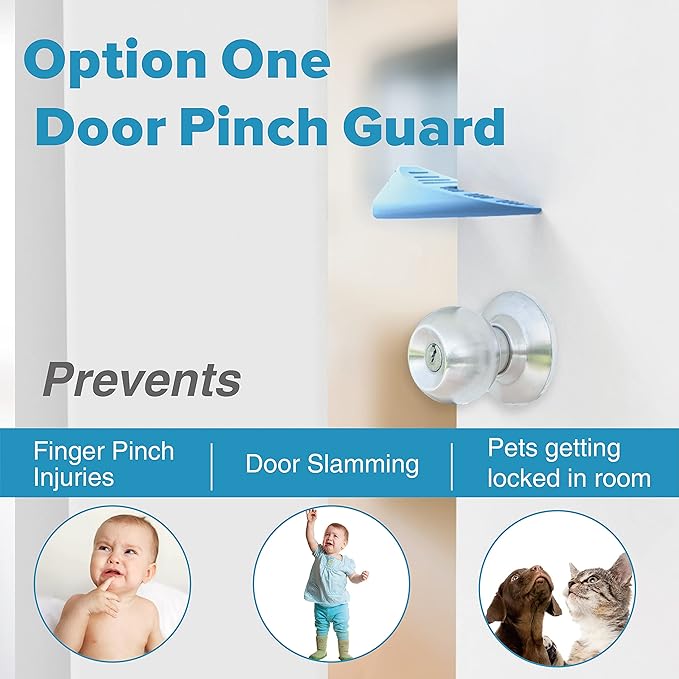 Door Pinch Guard and Stopper, Durable Silicone Finger Pinch Guard, Prevents Injuries, Slamming Doors, Kids Safety, 2 Packs Blue Upgraded-CubbioJoy
