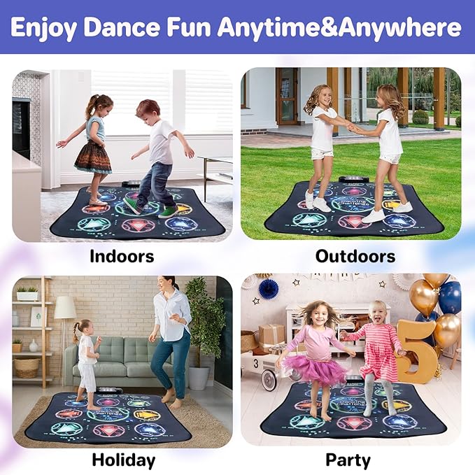 Dance Mat, Electronic Dance Mixer Rhythm Step PlayMat,Dance pad Game Toy for Girls Boys,Christmas/Festival/Birthday Gift for Kids, Built-in Music,24 Challenge Levels,Age 3-4 6 7 8 9 10 11 12+ Year Old-CubbioJoy