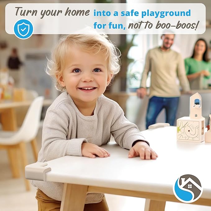 8-Pack Baby Proofing Corner Protectors, Furniture Corner and Edge Safety Bumpers, Soft Rubber Foam Cushion Covers, 3M Taped Corner Protector, Baby Child Proofing Pads, Table Protector, White-CubbioJoy