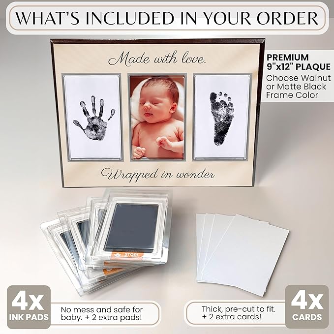 Inkless Hand and Footprint Kit, Baby Keepsake Plaque & Baby Shower Gifts - Ideal as Mom To Be Gift, Nursery Picture Frames, Clean Touch Hand and Footprint Kit (Style 2 - Design 5)-CubbioJoy