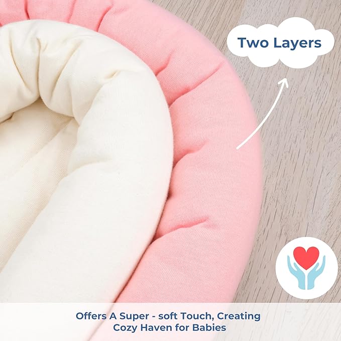 COOLBEBE Upgraded 2-in-1 Babybody Supports for Newborn Infant - Extra Soft Breathable Car Seat Insert Cushion Pad, Perfect for Carseat, Stroller, Swing, Bouncer, Pink-CubbioJoy