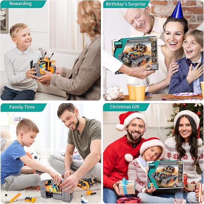 5 in 1 STEM Remote Control Building Kit, 392Pcs Blocks Erector Projects Set Toys for Kids Age 8-12, Build a Tank/Robot/AVT DIY Science Educate 6 7 9 10 11 Years Old for Boys & Girls Gift Ideas-CubbioJoy