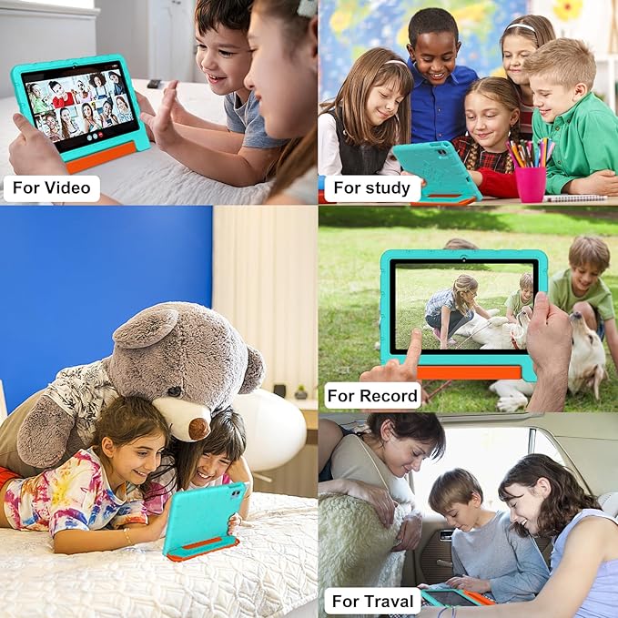 2025 Kids Tablet 10 inch Android 14 Tablets for Kid Octa-Core, 20GB+128GB (TF 1TB), Toddler Tablet with Shockproof Case, 2.4G+5G WiFi 6, Parental Control, Face Unlocked, Split Screen, BT5.0 (Green)-CubbioJoy