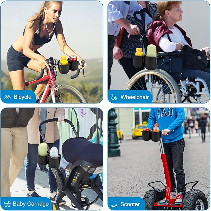 Accmor Stroller Cup Holder, Bike Cup Holder, Universal Cup Holder for Uppababy Nuna Doona Strollers, 2-in-1 Cup Phone Holder for Stroller, Bike, Wheelchair, Walker, Scooter-CubbioJoy