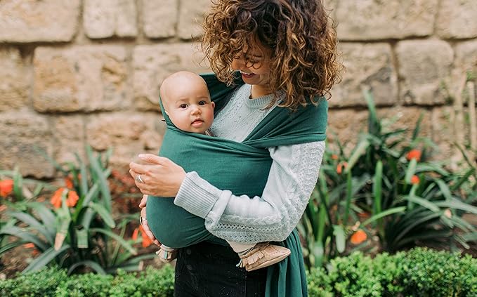 Boba Baby Wrap Carrier – Original Baby Sling Carrier for Newborns (7–35 lbs), Soft, Secure, Hands-Free & Ergonomic, Ideal for Comfortable Bonding, New Parents (Serenity Rainforest)-CubbioJoy