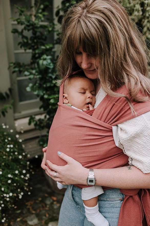Boba Baby Wrap Carrier – Original Baby Sling Carrier for Newborns (7–35 lbs), Soft, Secure, Hands-Free & Ergonomic, Ideal for Comfortable Bonding, New Parents (Dusty Pink)-CubbioJoy