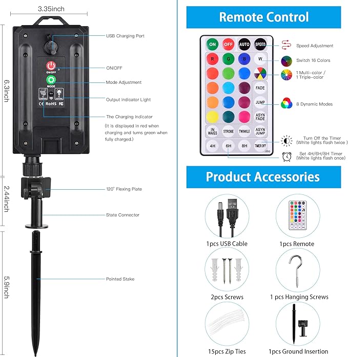 33FT Solar Rope Lights Outdoor Waterproof, 18 Colors Changing Fairy String Light USB & Solar Powered with Remote, 100 LEDs Multicolor Trampoline Light Rope Lighting for Outside Christmas Party-CubbioJoy