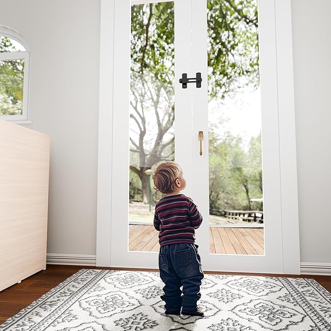 2PCS 180 Degree Matte Black Bifold Latch Flip Sliding Barn Door Latches, Gate Latch for Barn Door, Sliding Door, Pet Door, Garage, Bathroom, Window, Outdoor-CubbioJoy