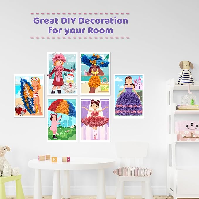 jackinthebox Poke Poke Art for Kids - Fashion Theme, Mess-Free Fabric Art and Craft, Flower Pressing Kits, Gift for Kids, Girl Gifts, Toys for Girls Ages 4 5 6 7 8-CubbioJoy