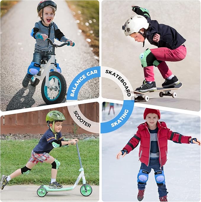 BOSONER Kids/Youth Knee Pad Elbow Pads for Roller Skates Cycling BMX Bike Skateboard Inline Rollerblading, Skating Skatings Scooter Riding Sports-CubbioJoy