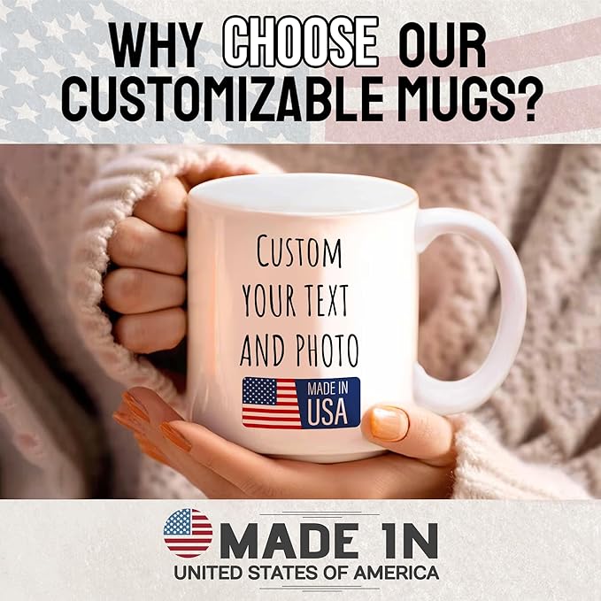 Custom Mug Upload Your Picture Personalized Coffee Mug with Photo Text Name Customized Cup Unique Ideas Gifts for Men Women Mom Dad Girlfriend Boyfriend Friend Family (White, 15oz)-CubbioJoy