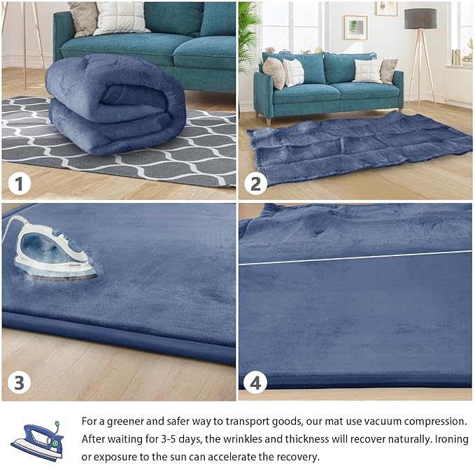 Baby Play Mat 1.2" Thick Memory Foam Nursery Rug Area Rug, 9’2” X 6’7” Yoga Mat Playmat Crawling Mat for Baby,Toddlers,Infants,Kids,Floor Mat Tatami Mat for Living Room with Non-Slip(Blue)-CubbioJoy