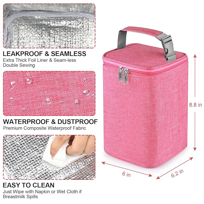 Accmor Breastmilk Cooler Bag, Baby Bottle Cooler Bags, Insulated Tote Bags On The Go, Fits 4 Large 8oz Bottles, for Nursing Mom Daycare Travel-CubbioJoy