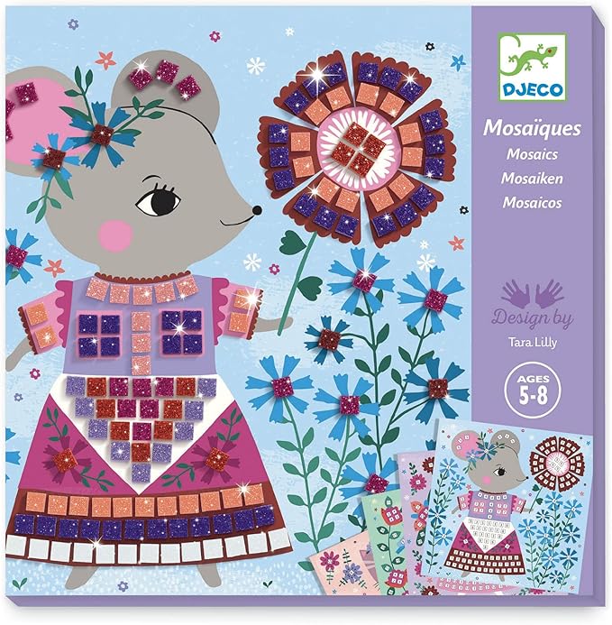 DJECO Lovely Pets Sticker Mosaic Craft Kit - Create Your Own Sparkling Pets for School or Gifts - Fun & Creative for Family & Friends, Boys & Girls, Educational Mosaic Art Craft Kit for Kids 5+-CubbioJoy