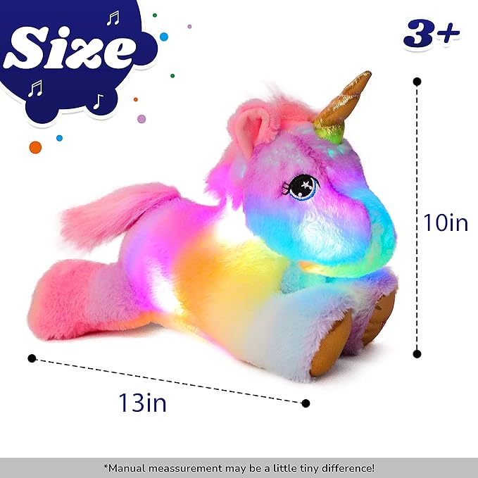 Cuteoy Glowing LED Unicorn Light-up Nightlight Toys Musical Plush Stuffed Animal Singing Lullabies Birthday Christmas Plushies Gifts for Kids Boys Girls,13"-CubbioJoy