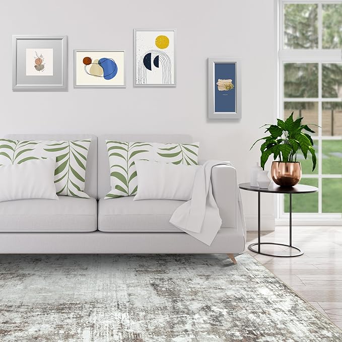 8x10 Area Rugs for Living Room Rug Washable: Modern Large Rug for Dining Room Bedroom Carpet Non Slip 8 by 10 Indoor Abstract Nursery Home Office Brown Grey-CubbioJoy