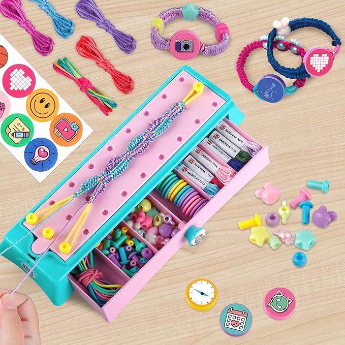 Arts and Crafts for Kids Age 8-12, Friendship Bracelet Making Kit for Girls, DIY Jewelry String Maker Kit Toys, Bracelets Maker Craft, Christmas Birthday Gifts for Ages 6 7 8 9 10 11 12 Year Old-CubbioJoy