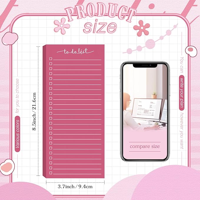 Censen 10 Pack 500 Sheets To Do List Notes Daily Checklist Notepads with 50 Sheets Each Undated Color Memo Pad Block Shopping List Pad Weekly Plan Notepad Organizer Planners (Gradient Pink,Lined)-CubbioJoy