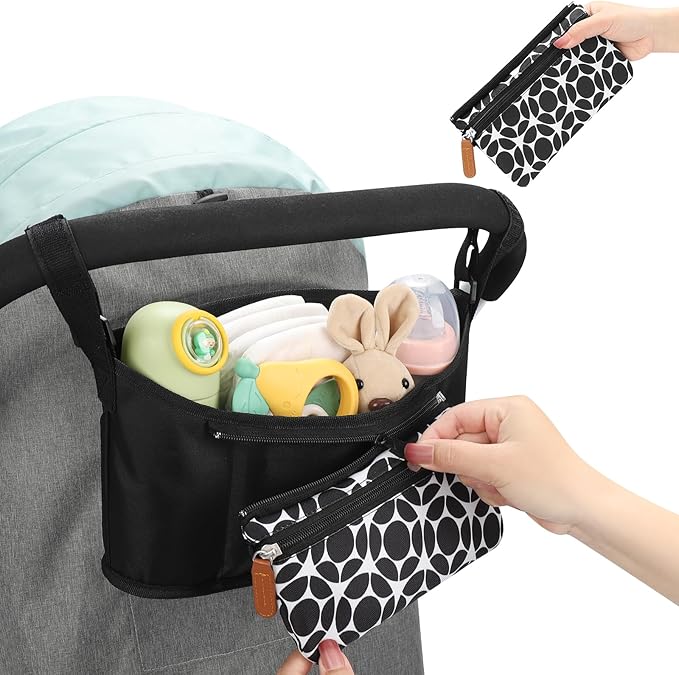 Accmor Universal Stroller Organizer with Detachable Phone Bag, Stroller Bag Caddy Organizer Stroller Accessories for Uppababy, Baby Jogger, Nuna, Doona, Britax Strollers-CubbioJoy