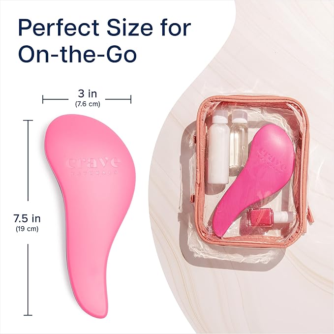 Crave Naturals Glide Thru Hair Brush - Detangler Brush for Curly, Straight, Wet or Dry Hair - Gentle Detangling Brushes for Adults, Kids, Toddlers - Hair Accessories for Women, 7.5x3 - Pink-CubbioJoy