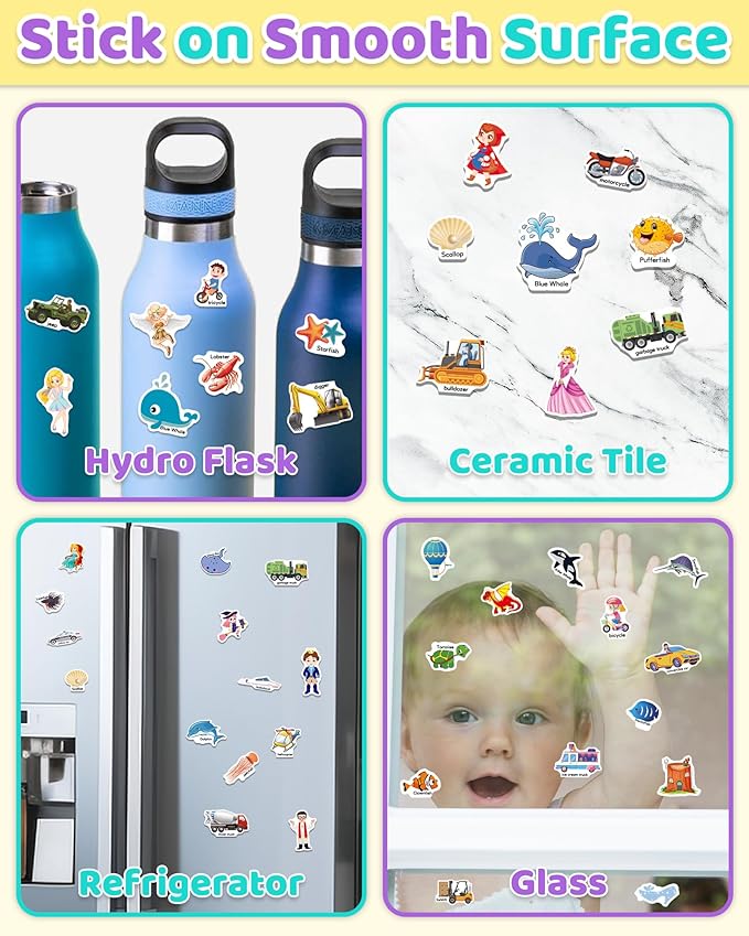 Benresive Reusable Sticker Books for Kids 2-4, Sticker Books for Toddlers 1-3 2-4, Toddler Travel Toys Activities Crafts Gifts - Ocean Animals, Fairy and Vehicle-CubbioJoy