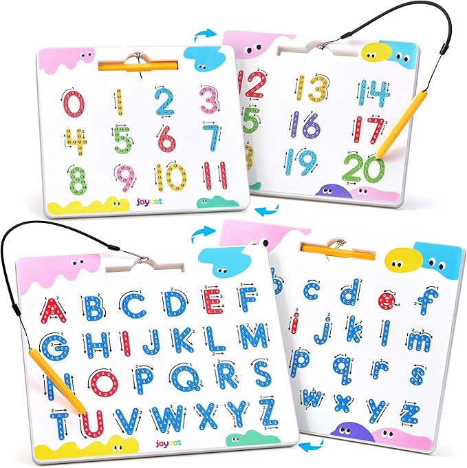 JoyCat Magnetic Letter and Number Tracing Board Set, Double Sided Alphabet & Numbers Board for Toddlers, ABC Uppercase & Lowercase Practice, Math Learning, Preschool Educational Gift Toys for Kids-CubbioJoy
