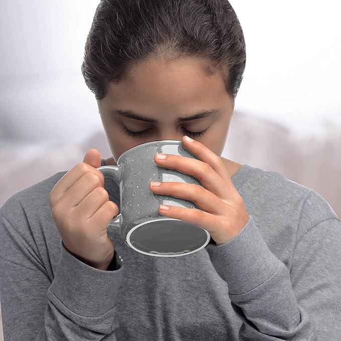 DISCOUNT PROMOS Ceramic Campfire Coffee Mugs 13 oz. Set of 10, Bulk Pack - Perfect for Tea, Espresso, Cappuccino, Hot Cocoa - Grey-CubbioJoy