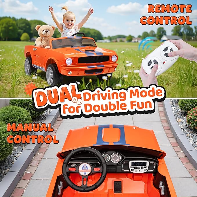 24V 2 Seater Ride on Toys, Licensed Shelby Cobra Kids Power Car Wheeler Ride On Toy w/ 2WD/4WD Switchable, Remote Control, 19" Spacious Seat, 4 Spring Suspension, Music, Bluetooth-CubbioJoy