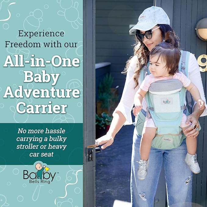 Baby Carrier - 6-in-1 Ergonomic Soft Carrier with Hip Seat and Large Storage, Front and Back Positions, Adjustable Waist Up to 43 Inches, for Infants Aged 2-36 Months, Weighing 6-45 lb-CubbioJoy