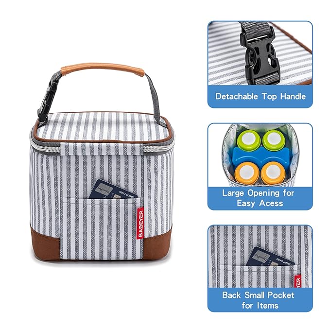 Breastmilk Cooler Bag with Ice Pack Fits 4 Baby Bottles Up to 5 Ounce, Baby Bottle Cooler Bag Great for Nursing Mom Daycare, Straps-CubbioJoy