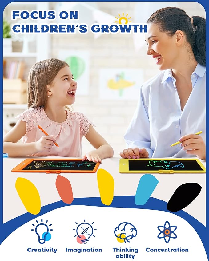 Bravokids LCD Writing Tablet for 3-8 Year Olds - 10 Inch Doodle Board Electronic Drawing Pad, Educational Gift for Kids (Orange)-CubbioJoy