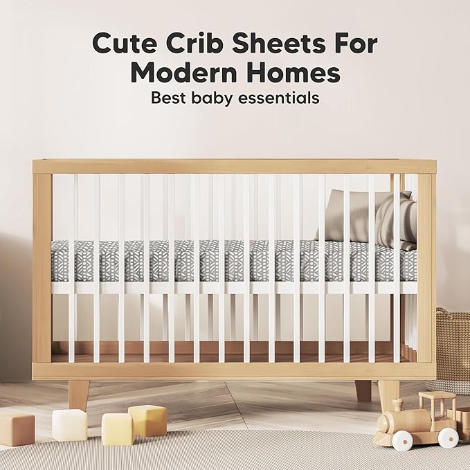 KeaBabies 2-Pack Organic Crib Sheets for Boys, Girls - 52x28 Fitted Crib Mattress Sheet Neutral, Breathable Jersey Cotton Cover for Baby Bed, Toddler Mattress, Soft & Cute Prints (Nordic)-CubbioJoy