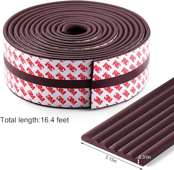 Baby Proofing Edge Corner Protector, 16.4 ft Edge Guards Padding with 3M Adhesive, Extra-Wide Soft Rubber Foam Padding, Furniture,Sharp Edge Safety Corner Edge Bumper Guard-Brown-CubbioJoy