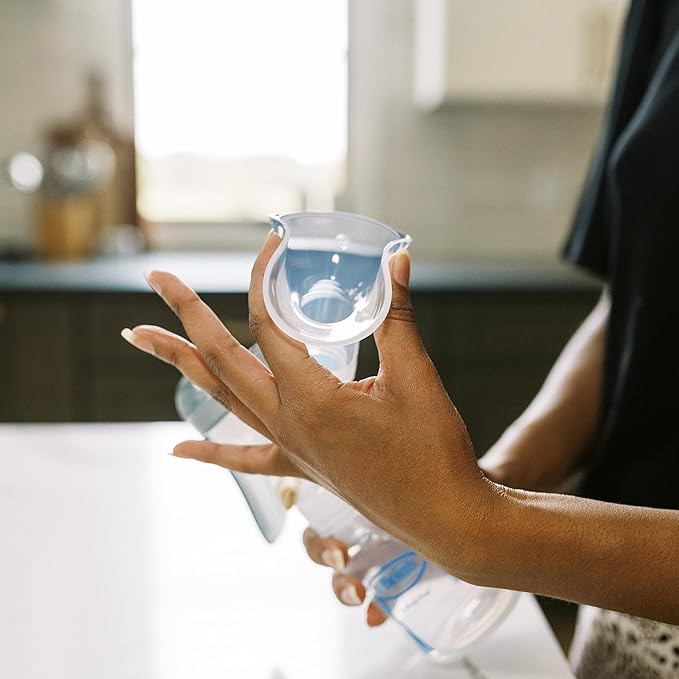 Dr. Brown's 100% Silicone One-Piece Breast Pump,Hands-Free Breast Milk Collector with Anti-Colic Options+ Baby Bottle (4 oz/120 mL),Level 1 Nipple,Travel Lid and Travel Bag-CubbioJoy