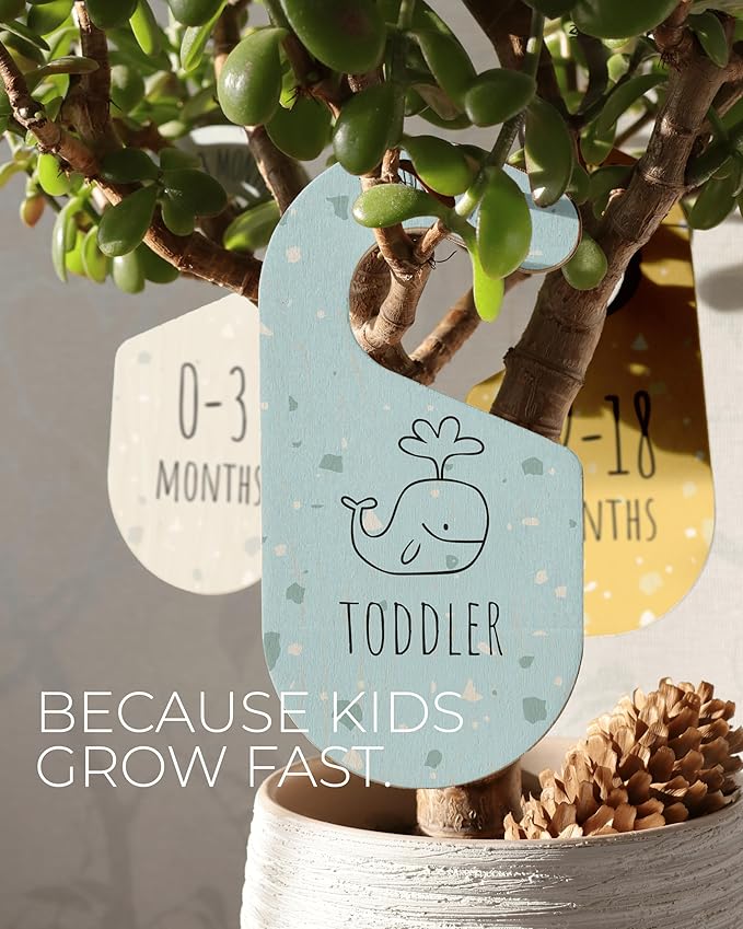 Colorful Baby Size Closet Dividers - Wooden Baby Clothes Organizer for Nursery Decor, Storage & Organization - 8 Pcs of Baby Closet Dividers Ideal as Neutral Nursery Storage Organizers-CubbioJoy