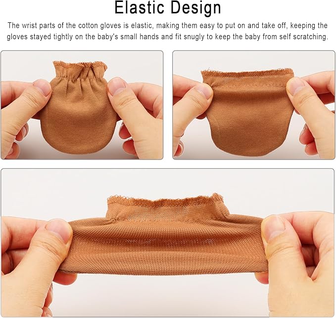 BQUBO Newborn Infant Toddler Mittens No Scratch Cotton Elastic Wrist Gloves Hypoallergenic for 0-6 Months Baby Boys Girls-CubbioJoy