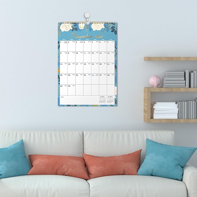 Calendar 2026 - Wall Calendar 2026, 12 x 17 In, Jan. 2026 - Dec. 2026, 12 Months Calendar 2026, Twin-Wire Binding, Hanging Hook, Thick Paper, Unruled Blocks, Julian Dates-CubbioJoy